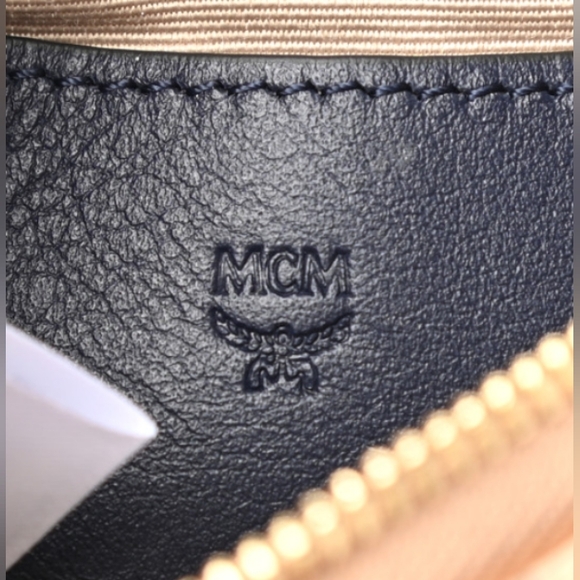 NWOT MCM Metallic Gold Zip Pouch W/ Strap - Picture 6 of 7